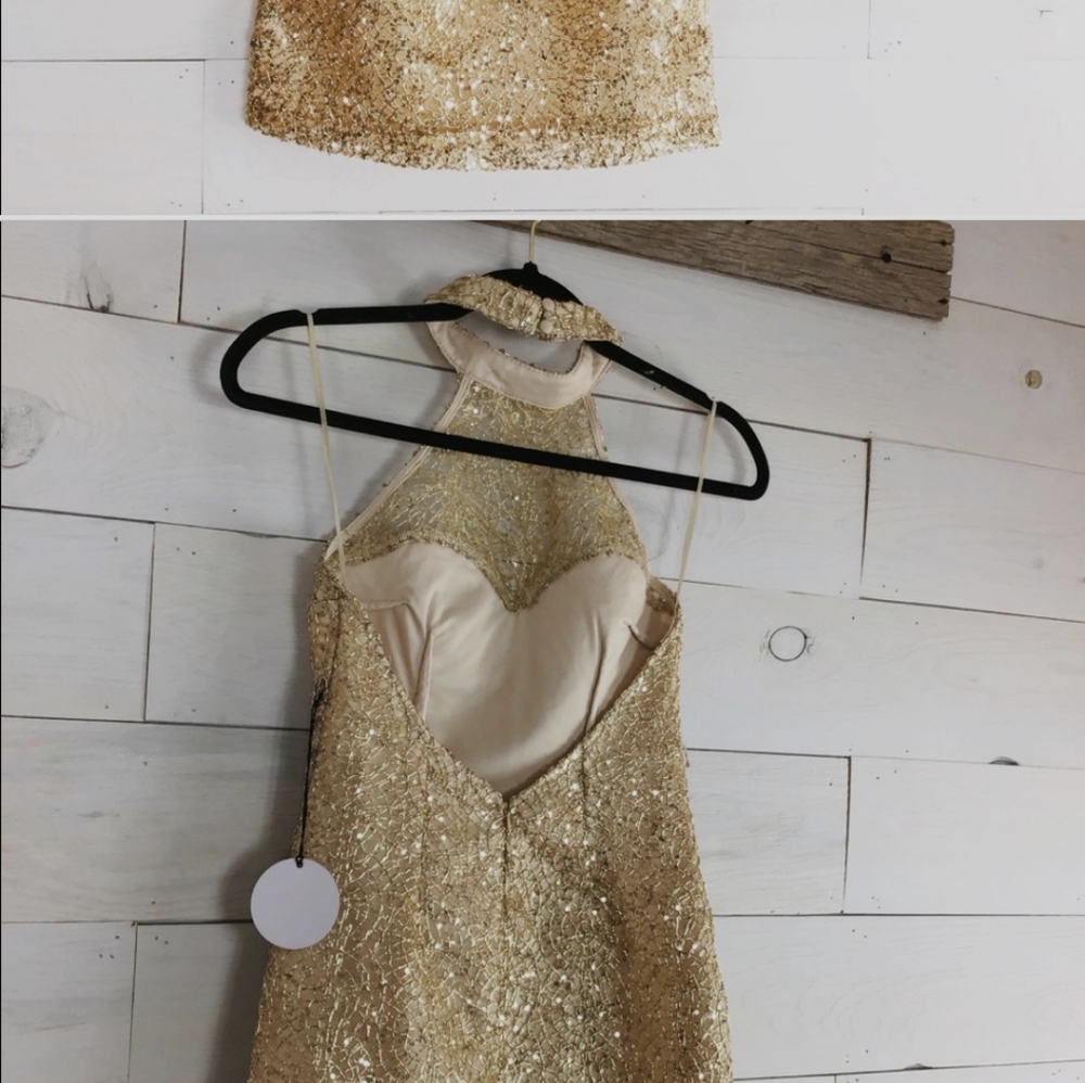 Homecoming Glittery Halter Mini Dress - Picture 3 of 3